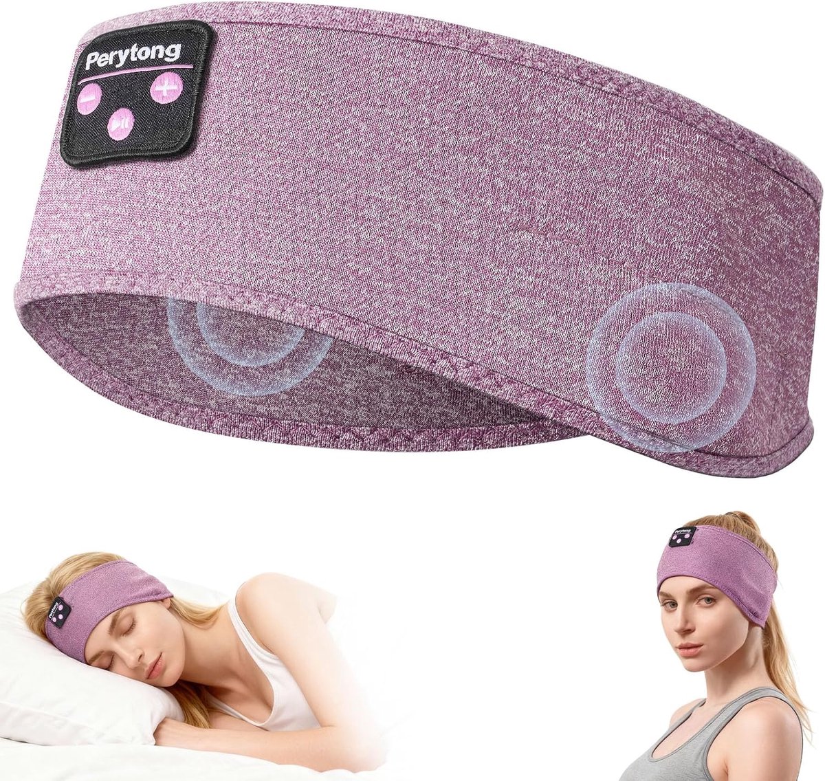 Thijox - Slaapkoptelefoon Hoofdband - Zachte Bluetooth Slaap-Oordopjes - Ruisonderdrukkende Hoofdband Speakers - Comfortabele Sport Hoofdband in Paars