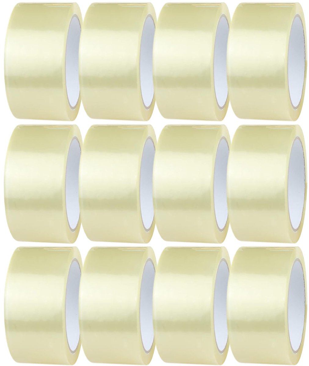 SnelShoppen - 12 Rollen Transparante Verpakkingtape 48 mm x 66 m - Sterke Plaklaag voor dozen - Ideaal voor Verzending, Langdurige Opslag en Veilig Ve