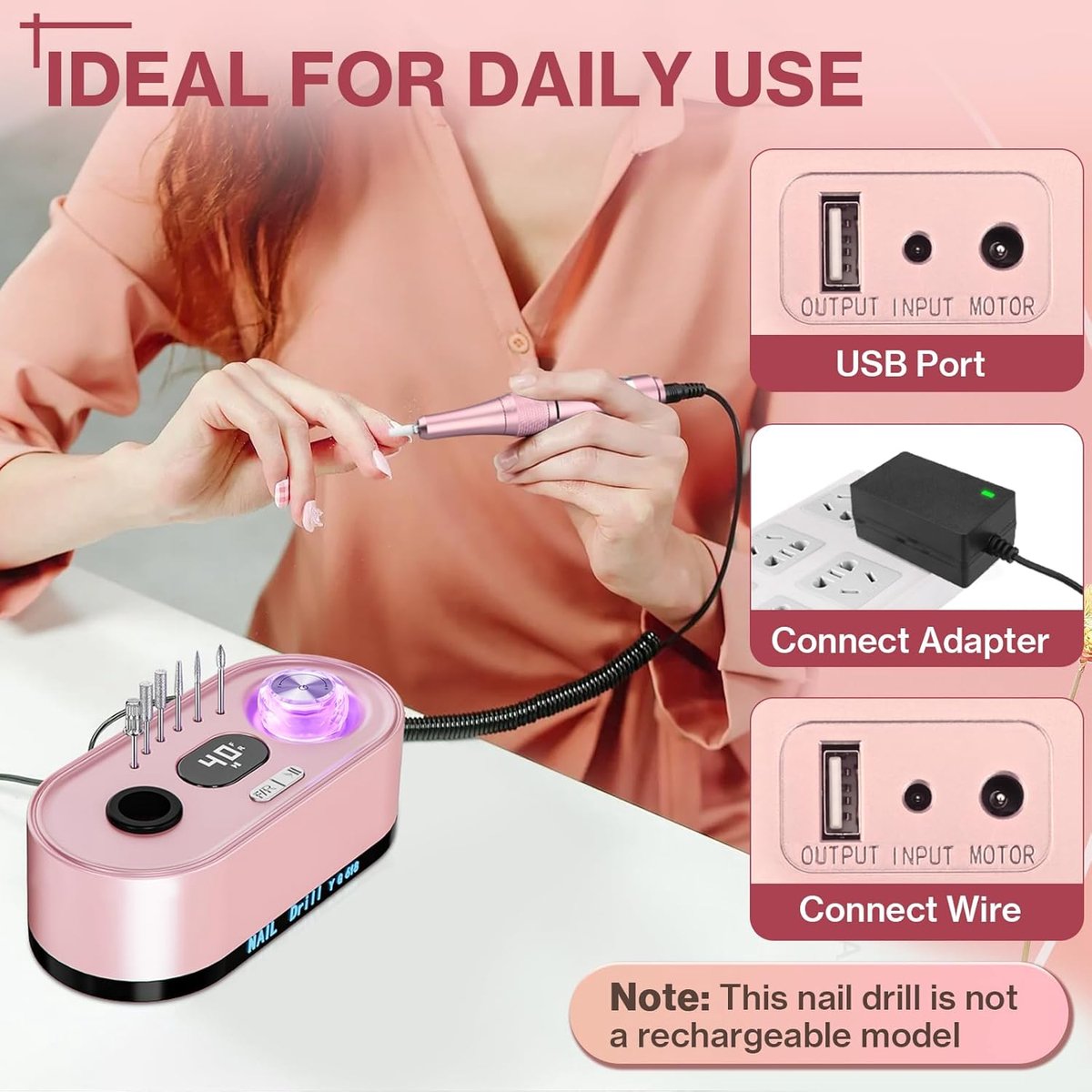 Thijox - Elektrische Nagelvijl 40.000 tpm - Professionele Nagelfrees voor Gelnagels, Manicure en Pedicure - Compleet Nagelset voor Thuis en Nagelstudi thumbnail 4