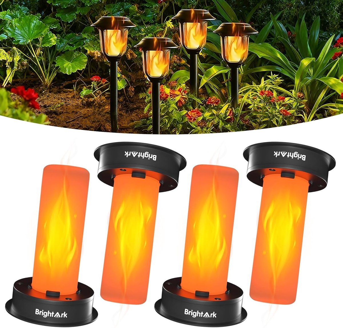 4 Piece Solar Panel Replacement Kit, 8cm with Realistic Flame Effect, 1.2V 600mAh Solar Cell Replacement Part, IP44 - ShopVlot