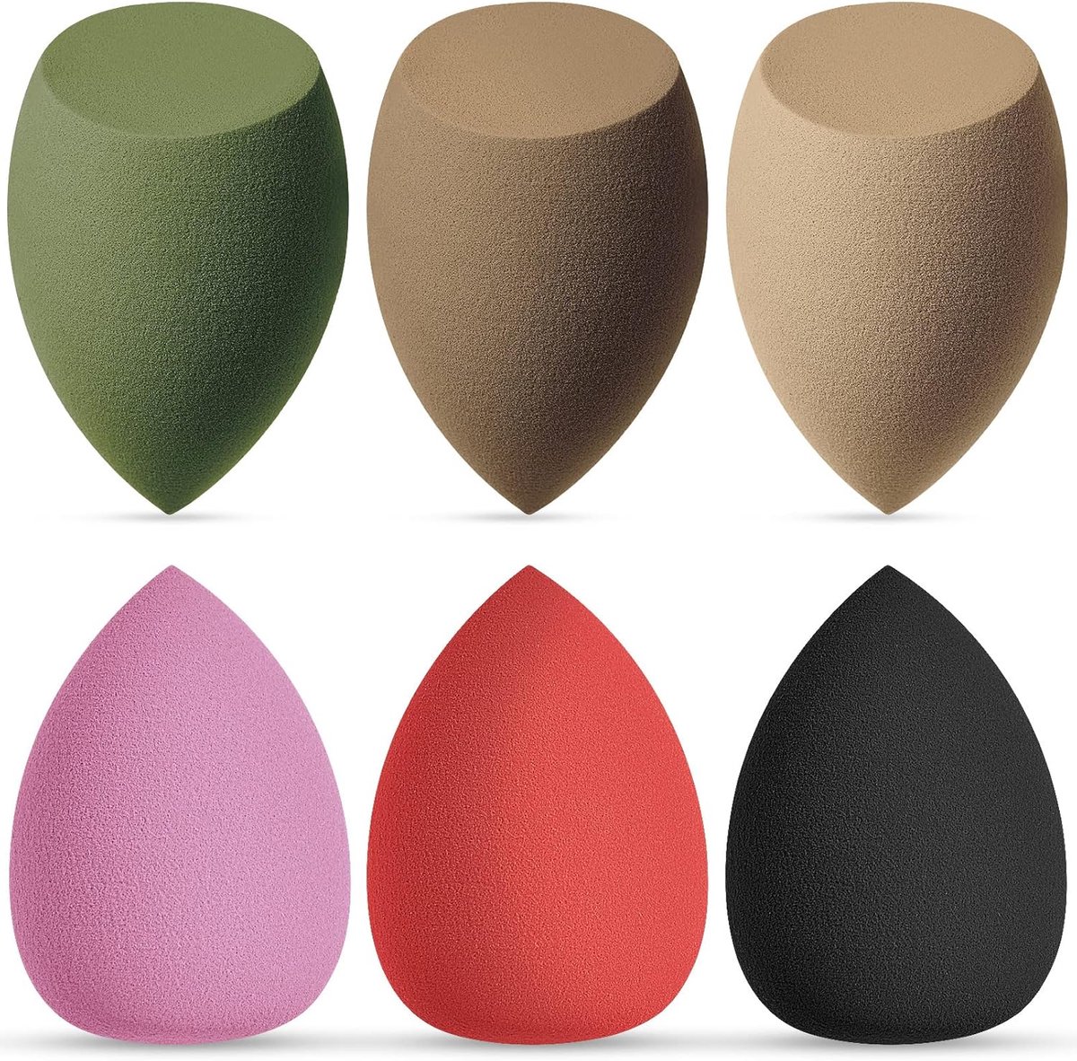 Thijox - Make-up sponsset 6 stuks - Wasbare latexvrije beauty-sponzen voor vloeibare foundation, crème en blending - Perfect voor dagelijkse make-up e
