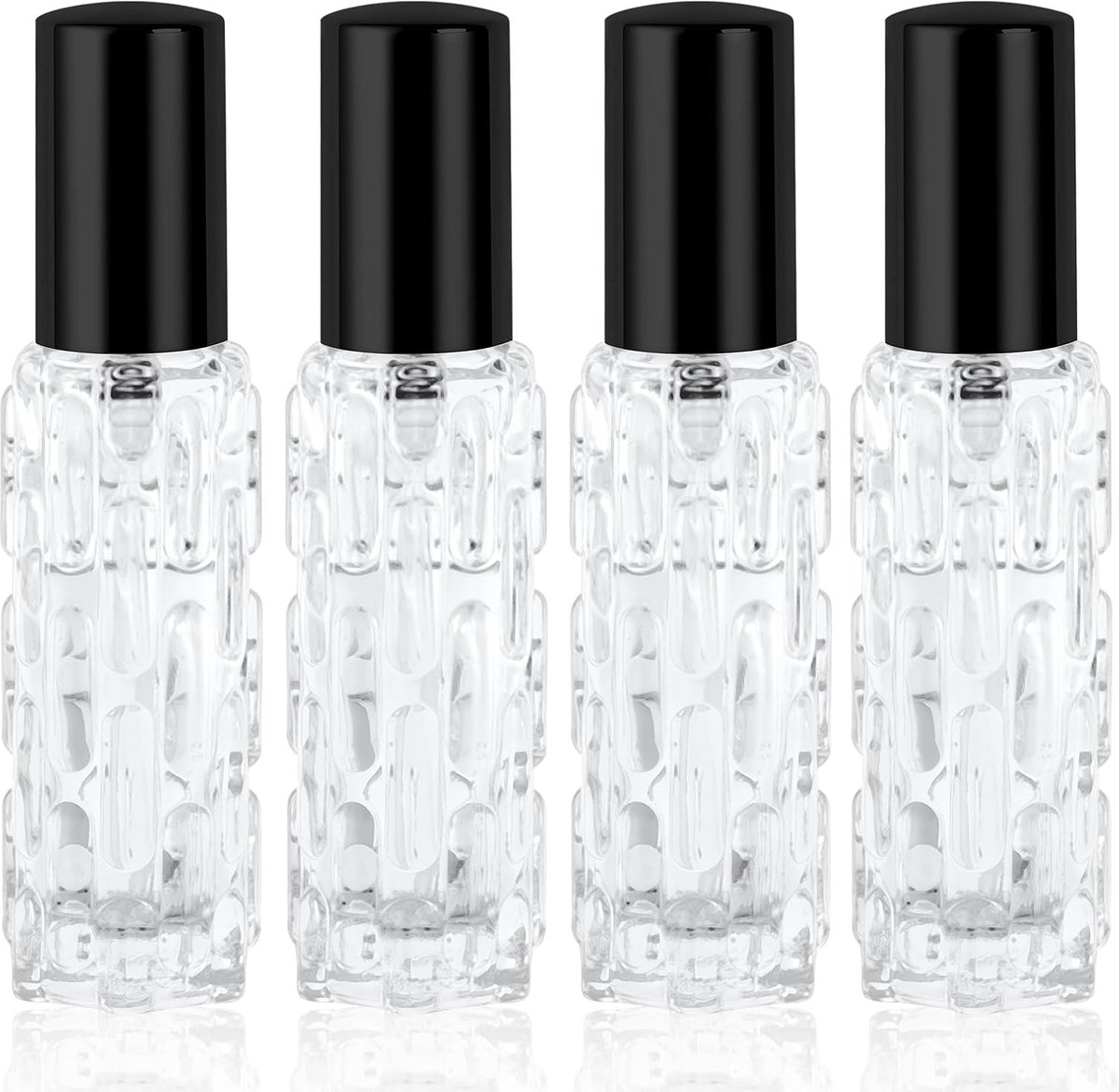 Thijox - Navulbare Cologne-spuitfles 10 ml, Parfumverstuiver, Reizen, Mini-Parfum, Glas, Lekvrije Spuitflessen, 4 Stuks, Zwart, Schokbestendig