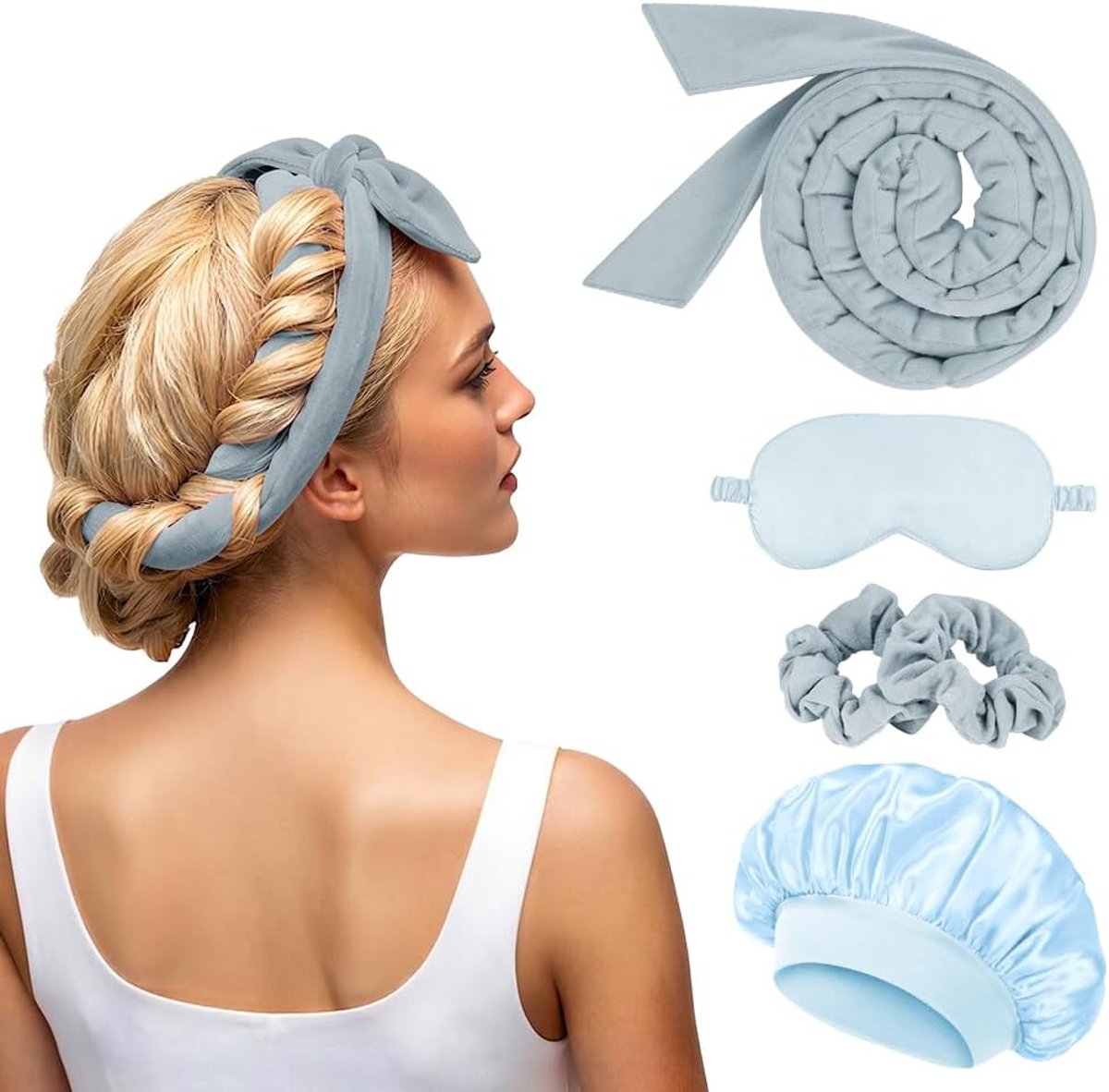 Thijox - Warmteloze Krulspelden Hoofdband - 5 Stuks Hitteloze Krullenset voor Lang en Medium Haar - Zachte Nachtelijke Haarkrullers voor Perfecte Golv