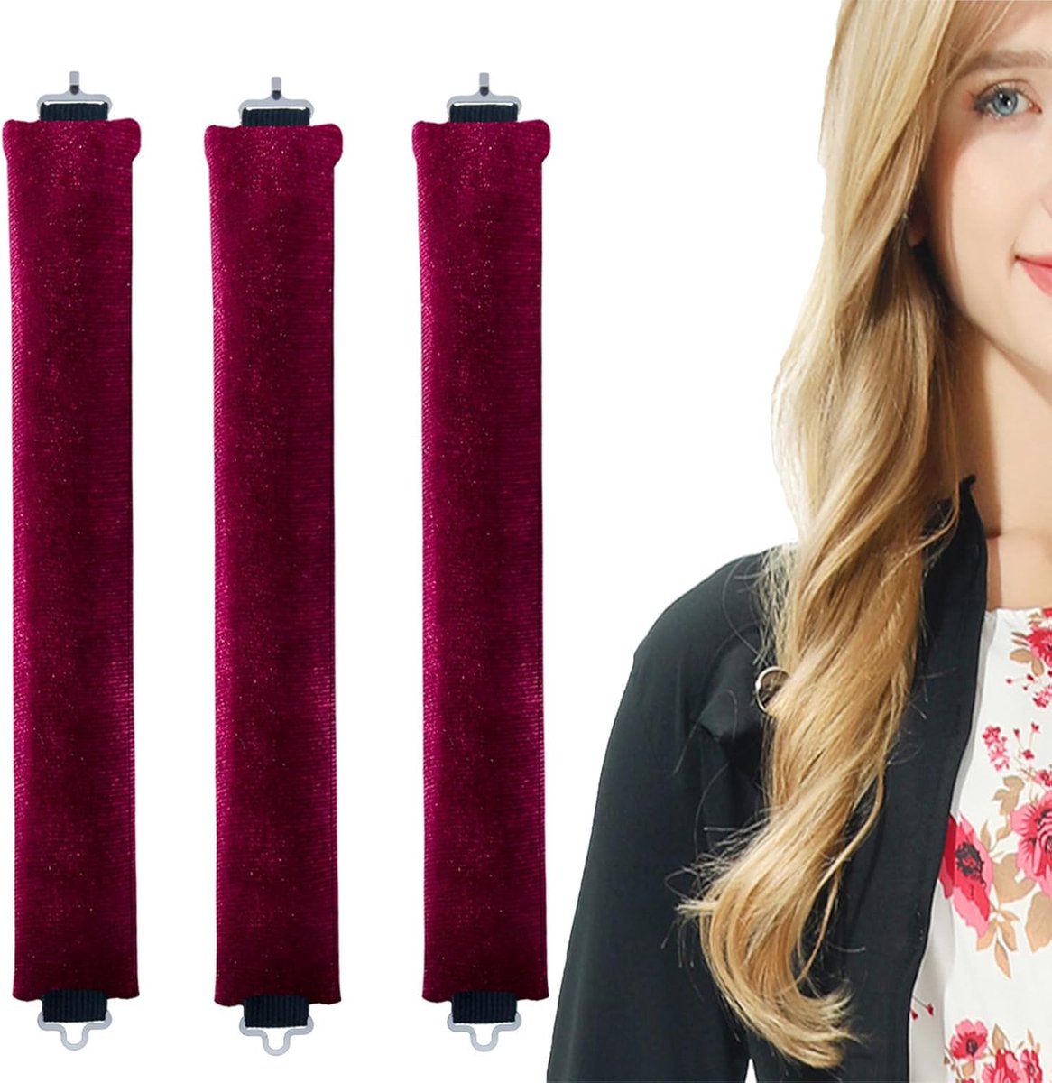 Thijox - Krullen zonder Hitte, 3 Stuks Hitteloze Krulbanden voor Lang Haar, Veilig en Comfortabel voor 's Nachts, Ideaal voor Alle Haartypes, Hittevri