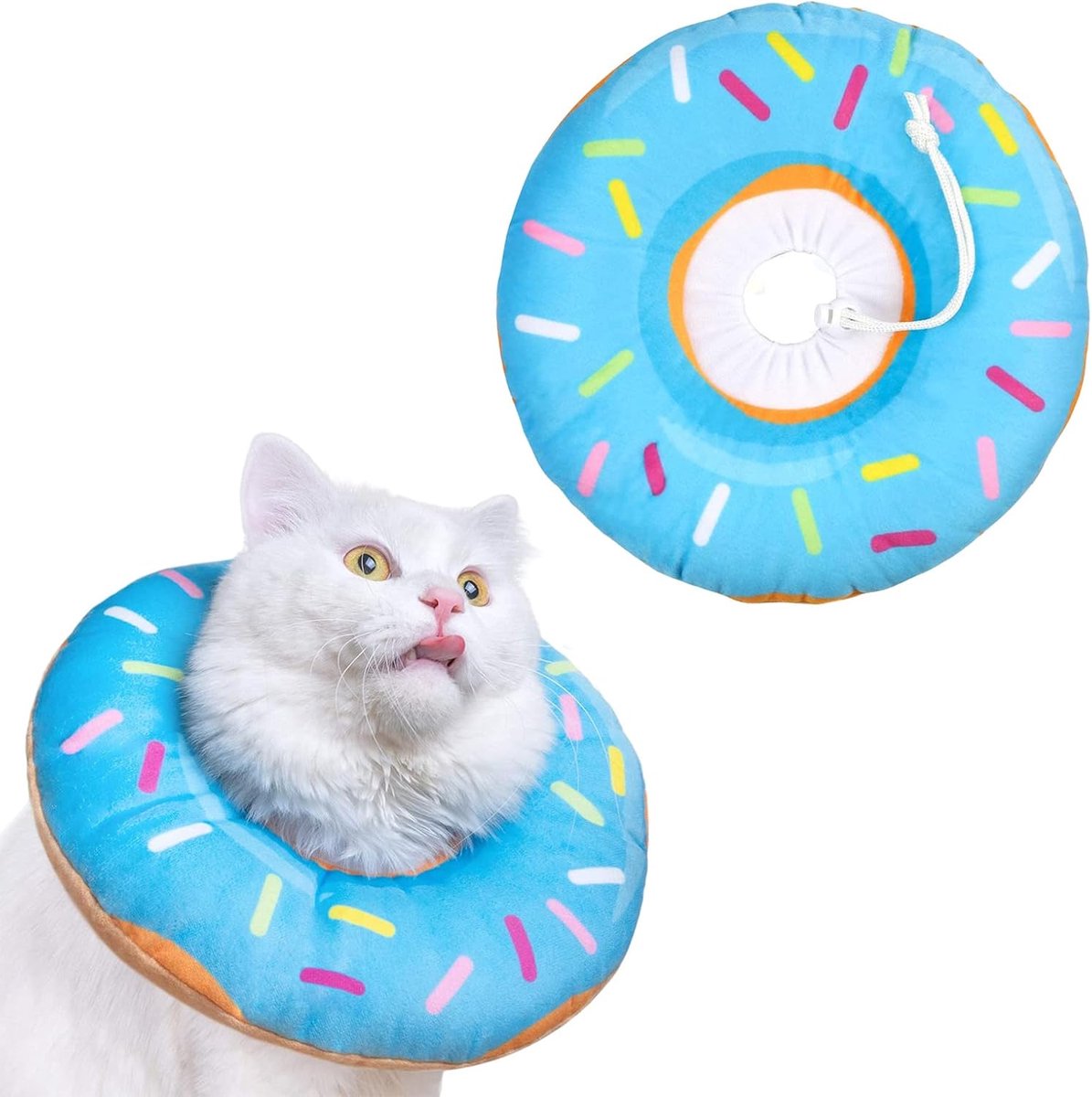 SnelShoppen - Kattenopvanghalsband Verstelbaar Zacht Anti-Bijt en Likken, Herstel Halsband voor Huisdieren, Elizabethaanse Kraag, Maat M, Blauw