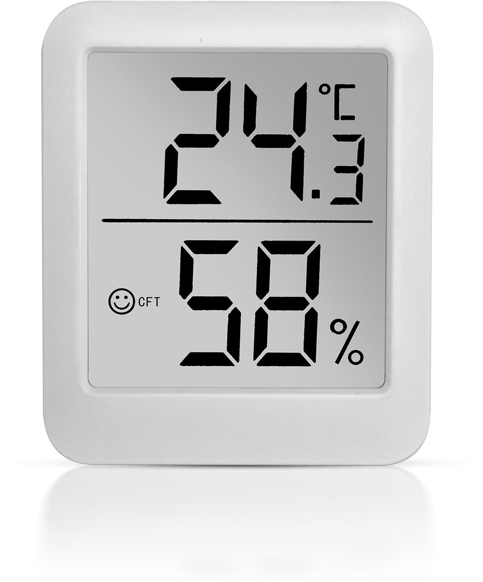 Thijox - Digitale Kamerthermometer en Hygrometer met Comfortpictogram, Temperatuurmonitor en Vochtigheidsmeter voor Thuiskantoor, Kinderkamer, Broeika