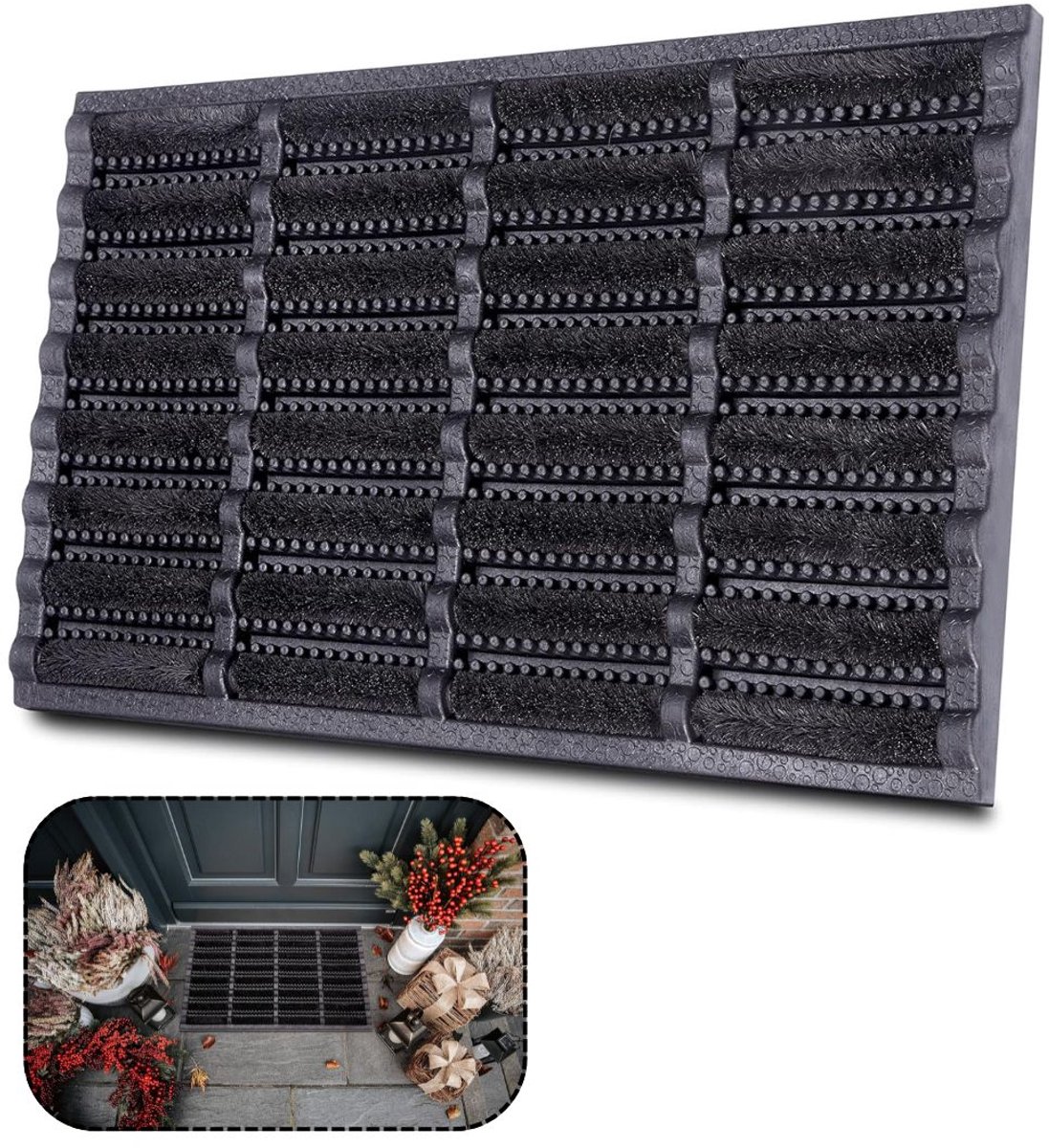 CLVP® Borstelmat Voor Buiten – Voetenveger Van Kokusrubber – Deurmat Binnen Antislip