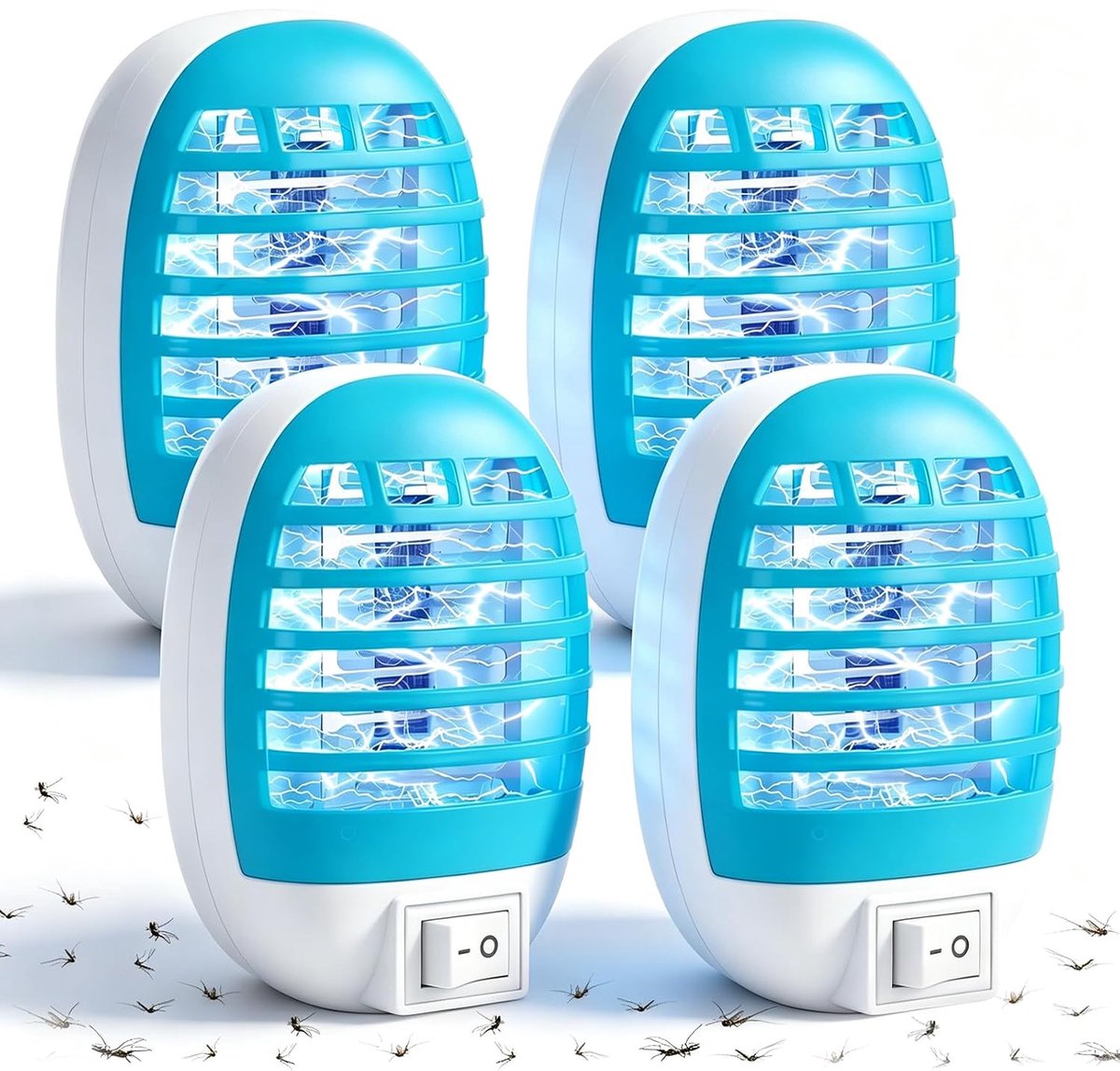 Thijox - Muggenlamp 4 stuks - Elektrische Insectenverdelger met UV-Licht - Ideaal voor Binnen in Slaapkamer, Kantoor, Keuken - Vliegen- en Muggenval v