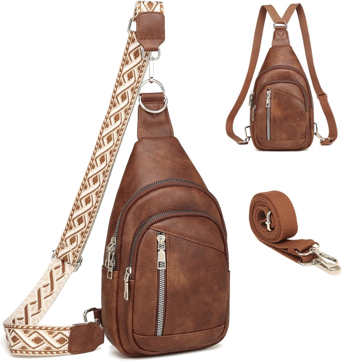 Thijox - Travistar Borsttas Dames - 2-in-1 Rugzak - Klein PU-Lederen Crossbodytas - Afneembare Schouderbanden - Anti-Diefstal Schoudertas voor Feest,