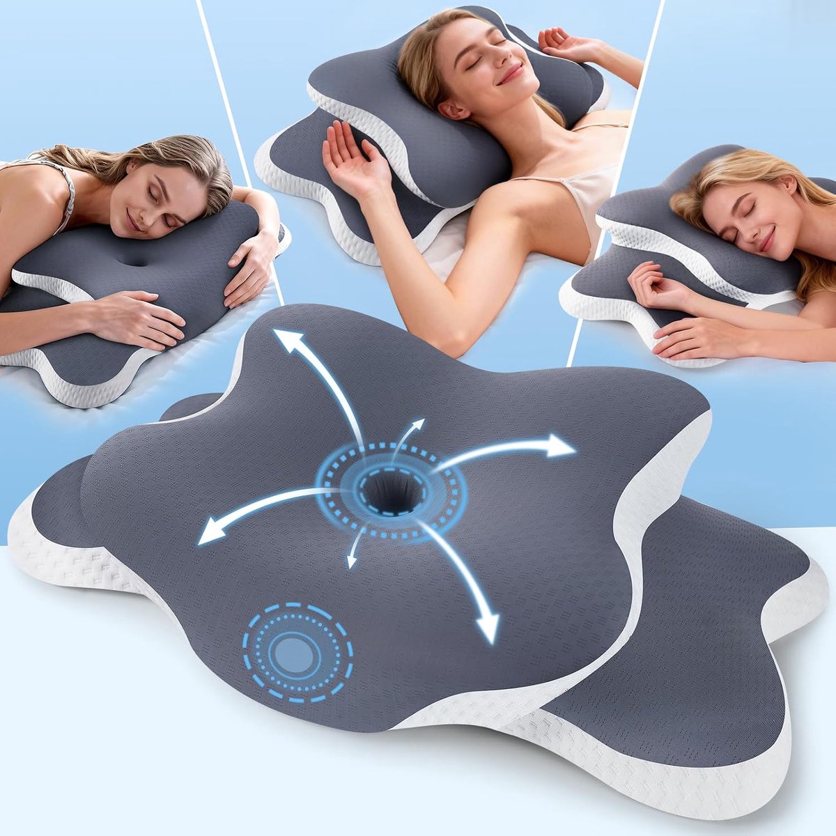 SnelShoppen - Orthopedisch nekkussen ergonomisch traagschuim met koeleffect, neksteunkussen bij pijn, anti-snurkkussen voor zijkanten, rug en buikslap