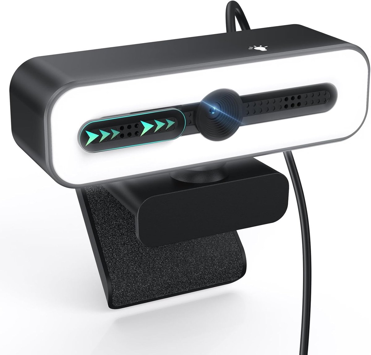 SnelShoppen - 1080p Webcam met Microfoon en Licht, USB-Webcam voor PC, Laptop, Desktop, Full-HD USB-Camera voor Videogesprekken, Opnames, Studeren en