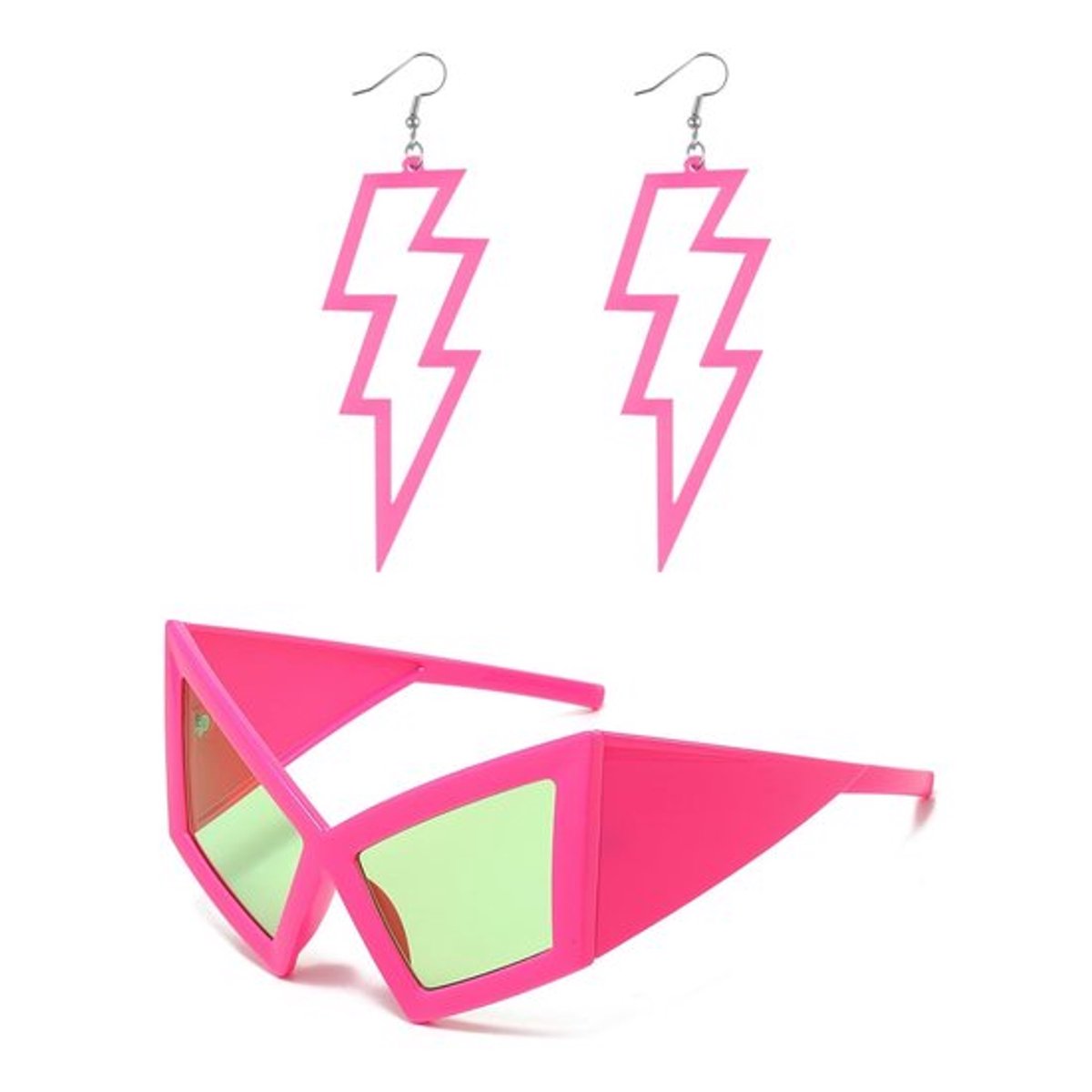Zonnebril Retro Motorstijl - Oorbellen Acryl - Modieuze Accessoires - Partij Kleding - Uniek Ontwerp - Roze Kleur - Zonnebrillen