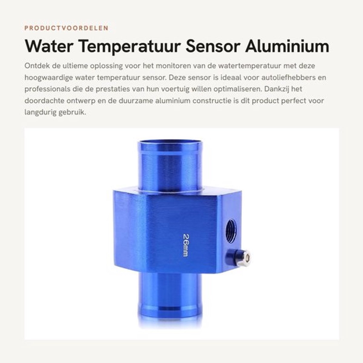 Water Temperatuur Sensor - Aluminium Temperatuur Meter - Duurzaam en Lichtgewicht - Blauw - Radiator Slang Adapter - Geschikt voor Auto's...