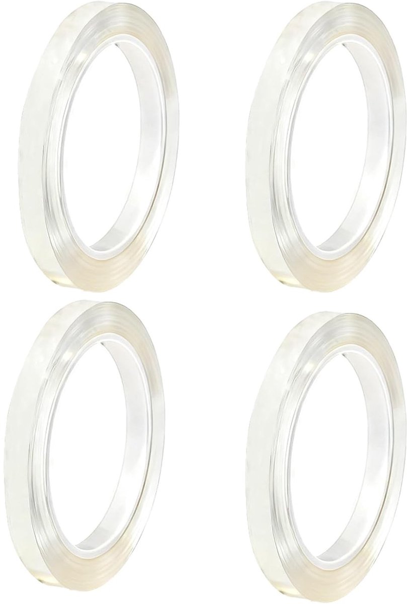 Set van 4 rollen van 33 m hittebestendige transparante tape voor warmteoverdracht, ideaal voor sublimatie, doe-het-zelf projecten en elektronica, 10 mm breed