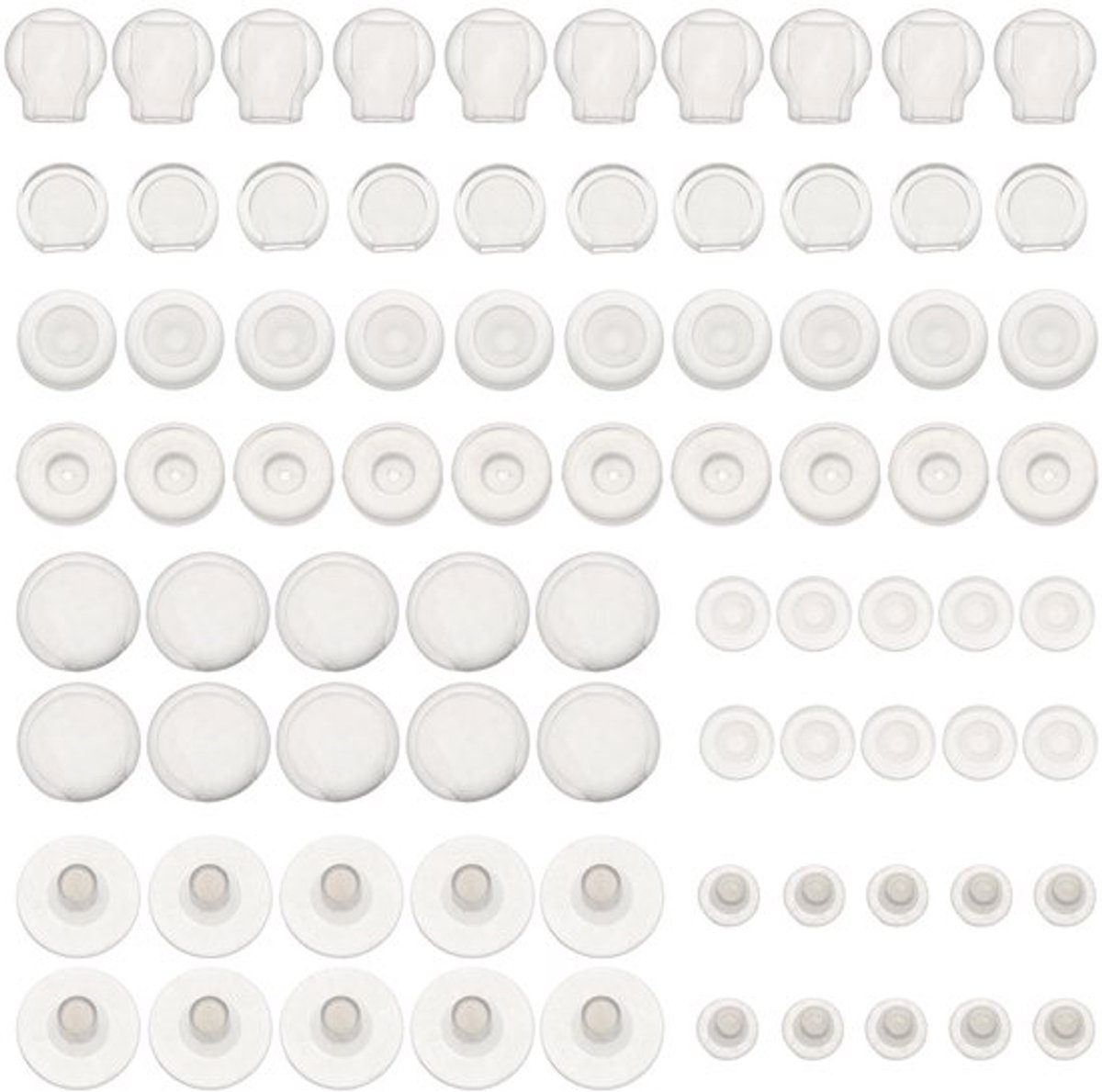 Oorbelkussentjes 80 Stuks - Siliconen Zacht - Doorzichtige Clip-on - Comfortabel - Multisize - Duurzaam - Oorbelclips