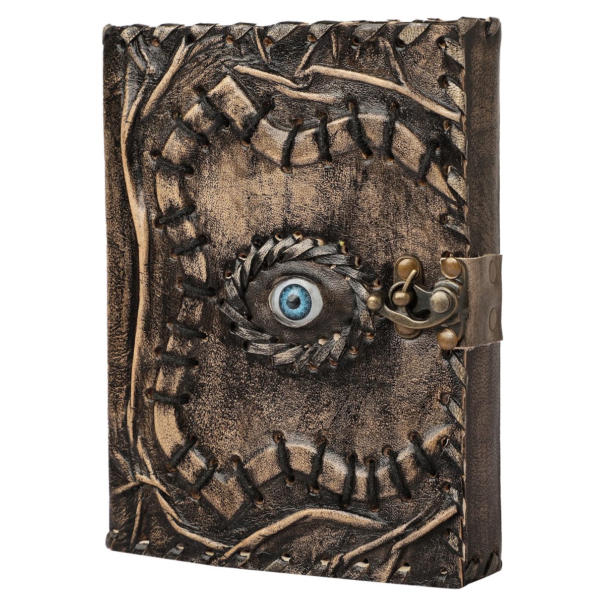 SnelShoppen - Hocus Pocus Book of Spells Dagboek van Leer met Rand Deckle Paper - Vintage Grimoire Leeg Heksenboek - Schaduwboek voor Creatieve Schrij
