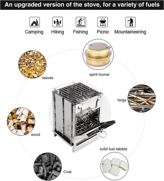 Opvouwbare BBQ-grill - Mini BBQ-grill - BBQ-rek - RVS - Houtskoolkampvuurkachel - Geschikt voor kamperen - Picknick - Zilver - 14*14*21 cm - Opgevouwen: 23*17,5*5,5 cm — afbeelding 3