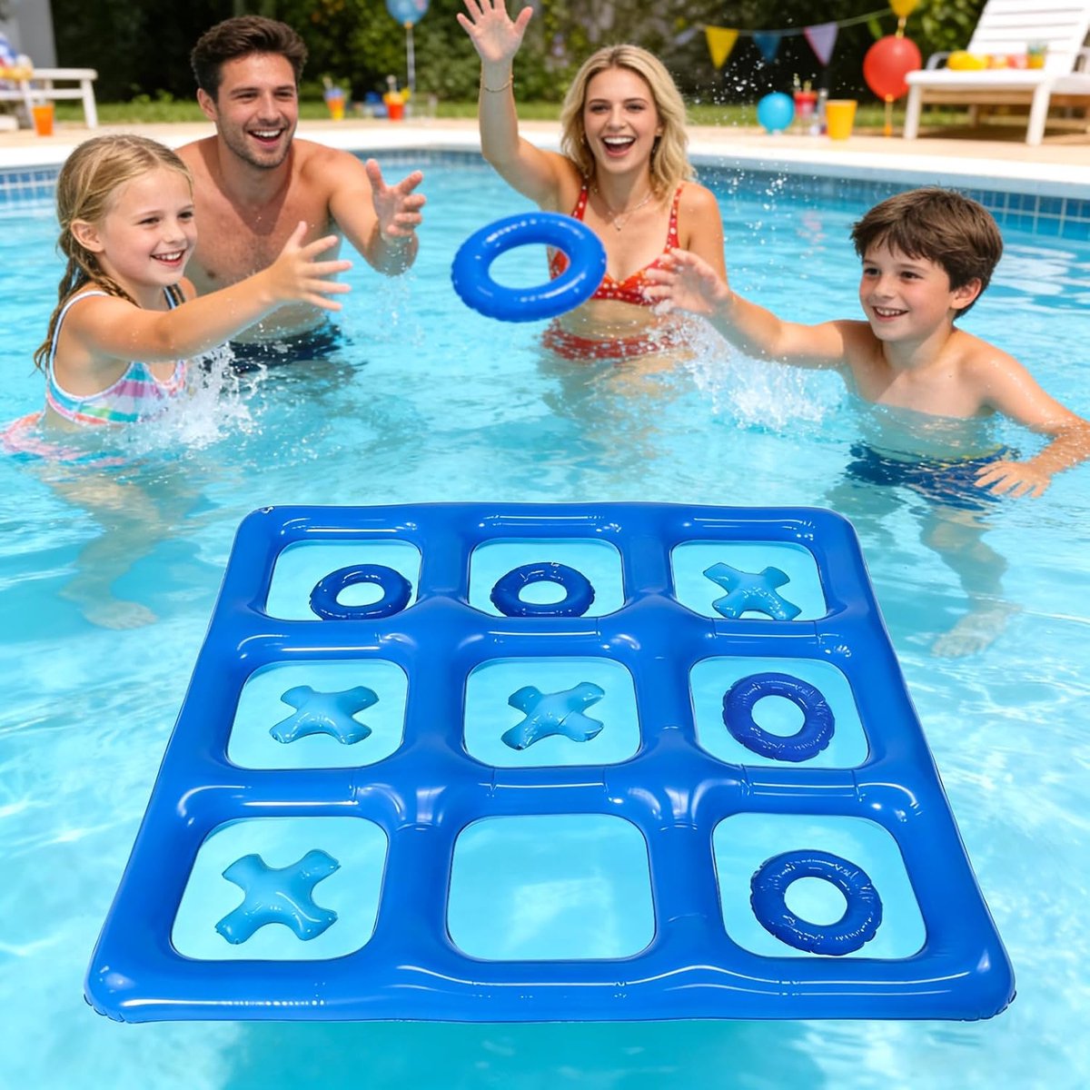 wembadstarterset, opblaasbaar schaakbord zwemplank, Giant Floating Tic TAC Toe, strandspeelgoed voor volwassenen, jongeren en volwassenen