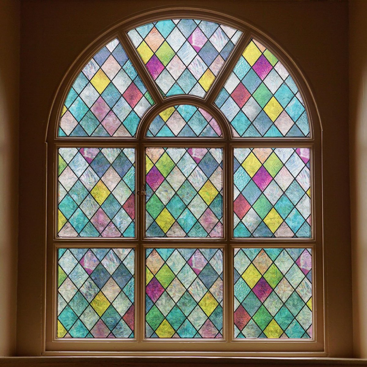 SnelShoppen - FEOMOS Glas-in-Loodfolie, Privacy-Folie, Kleurrijke Regenboogglasstickers, Anti-UV, 44cm x 200cm voor Thuis, Decoratie voor Keuken en Tu