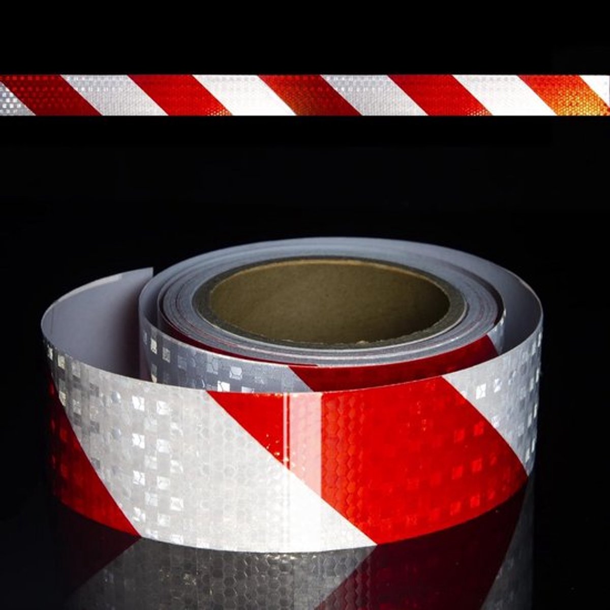 Reflecterende Tape Rood en Wit 4" x 33ft Waterdicht Zelfklevend Waarschuwingsband Veiligheidstape voor Voertuigen, Trailers en Buitengebruik