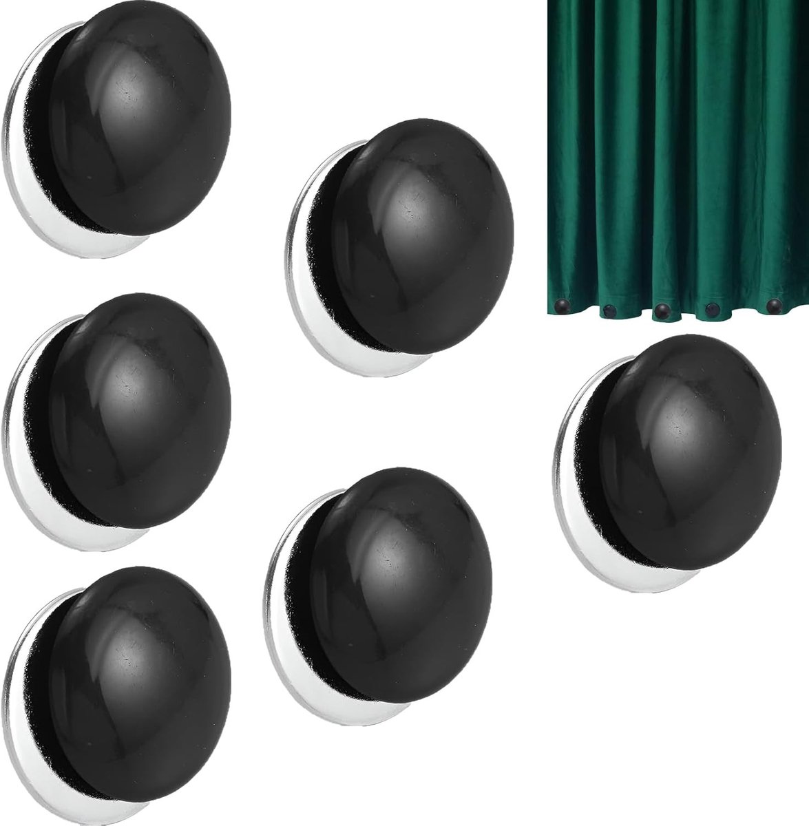 6 Paar Waterdichte Douchegordijn Gewichten, Magnetische Gewichten voor Gordijnen, Zwart, 4cm, Ideaal voor Tafelgordijnen en Buitengebruik