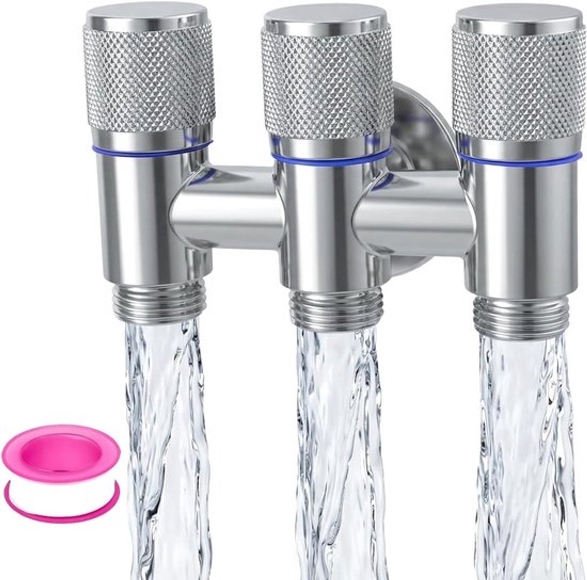 Hoekventiel 1/2 inch voor wasmachines en keuken, multifunctioneel omstelventiel met 3 uitlaten