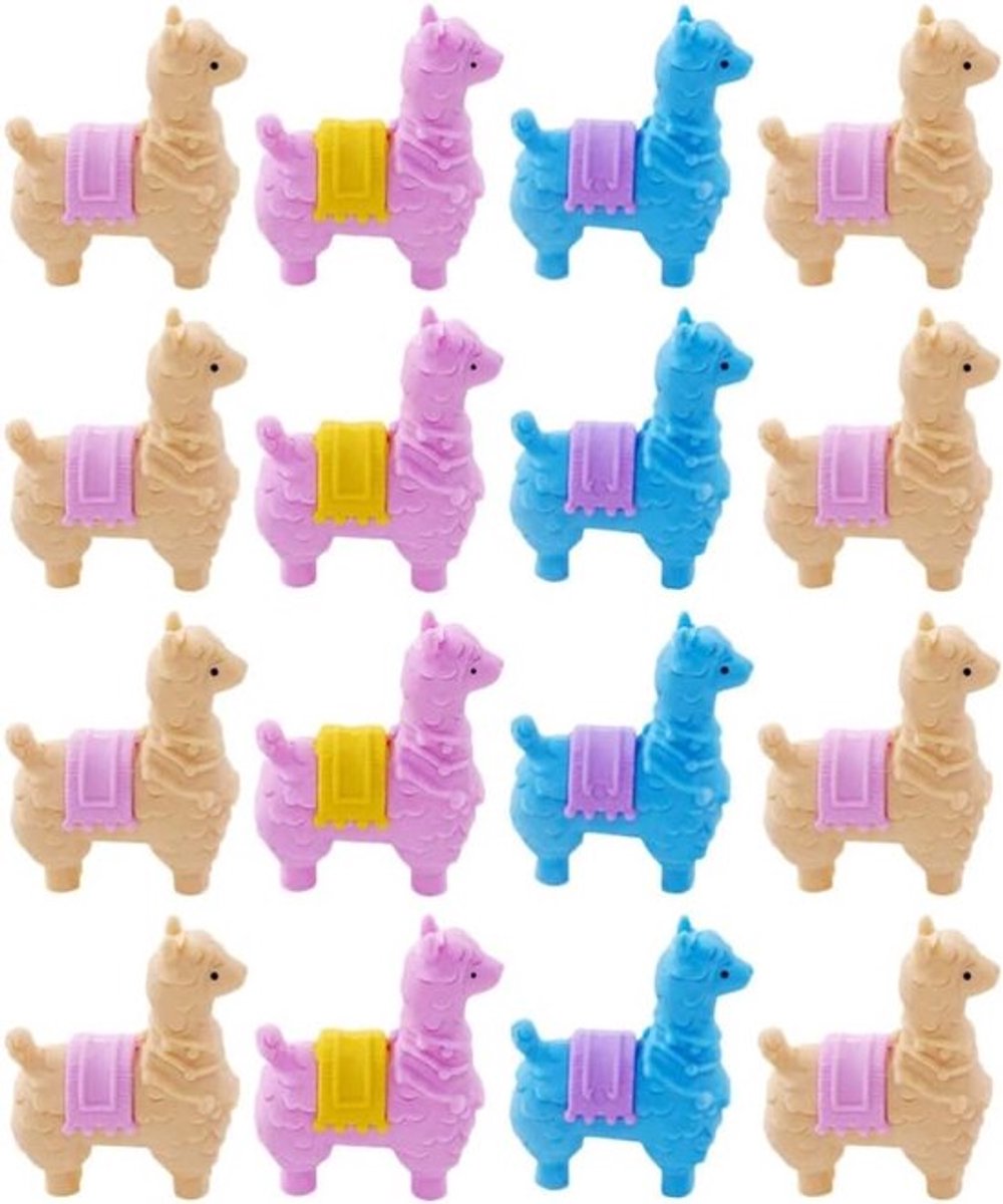 16-delige set cartoon dieren gum, creatieve alpaca en andere schattige figuren, perfect voor kleuterschool, feestjes en als cadeau voor kinderen