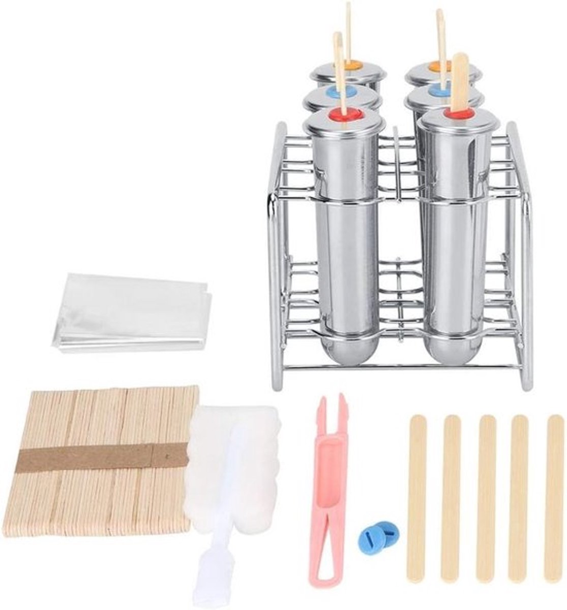 Set van 6 RVS IJsjesvormen met Rond Hoofd - Duurzame IJsjes Mallen voor Thuisgebruik, Perfect voor Kinderen en Volwassenen
