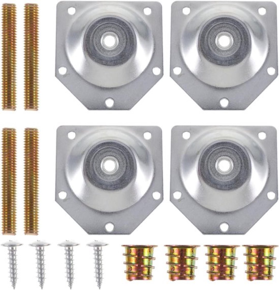 4 Stuks Bevestigingsonderdelen voor Meubelpoten, Hoekige Fixatieplaten voor Sofa en Tafelpoten met Bevestigingsschroeven 5/16 Inch (M8)