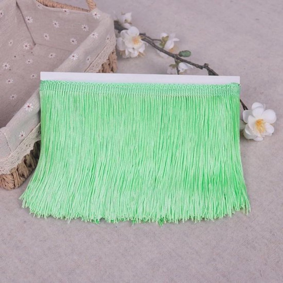 Fringe Border van 10 Yards x 6 Inch, Zijde Tassels voor Dans en DIY Projecten, Ribbons voor Kleding en Decoratie in Mintgroen