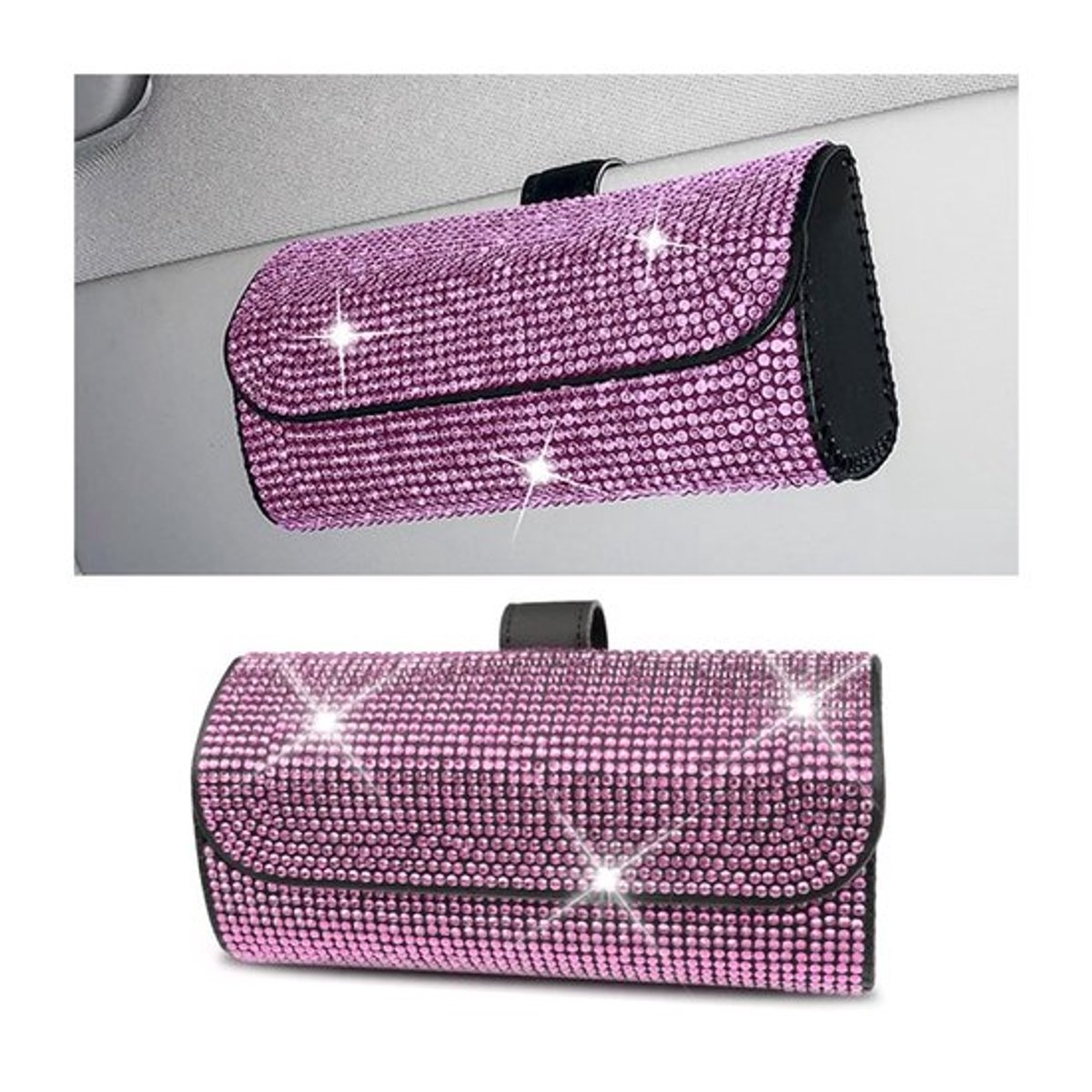 Brillenkoker - Hard Case voor Zonnebril - Brillenhouder Autozonneklep - Microfiber Leer - Elegant Design - 16,5x5x7cm - 1 Stuk - Zonnebrilhouder