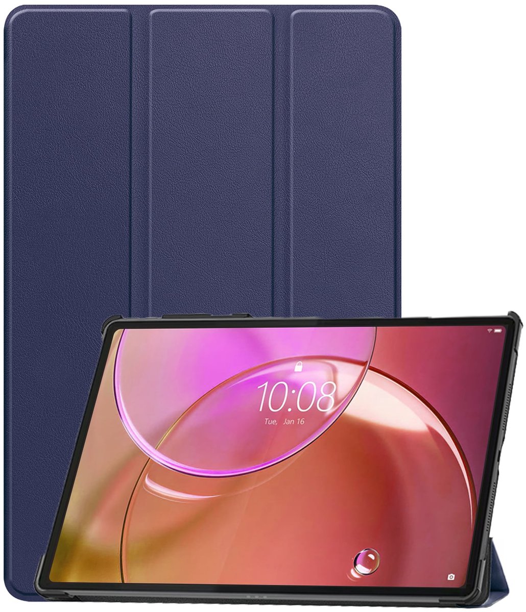 Hoesje - Geschikt voor Lenovo Idea Tab Pro Gen 2 - Dun & Stevig - Trifold Bookcase - Hard Cover - Hardcover Book Case - Tablet Hoes - Donkerblauw