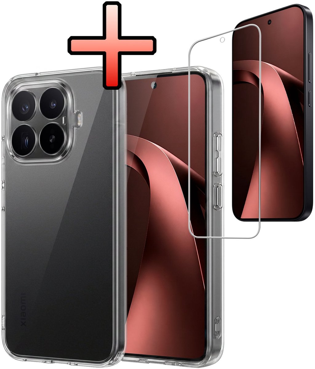 Hoesje - Met Screenprotector - Geschikt voor Xiaomi 17T - Sterk & Shockproof - Back Cover - Siliconen Case - Telefoon Hoes - Transparant