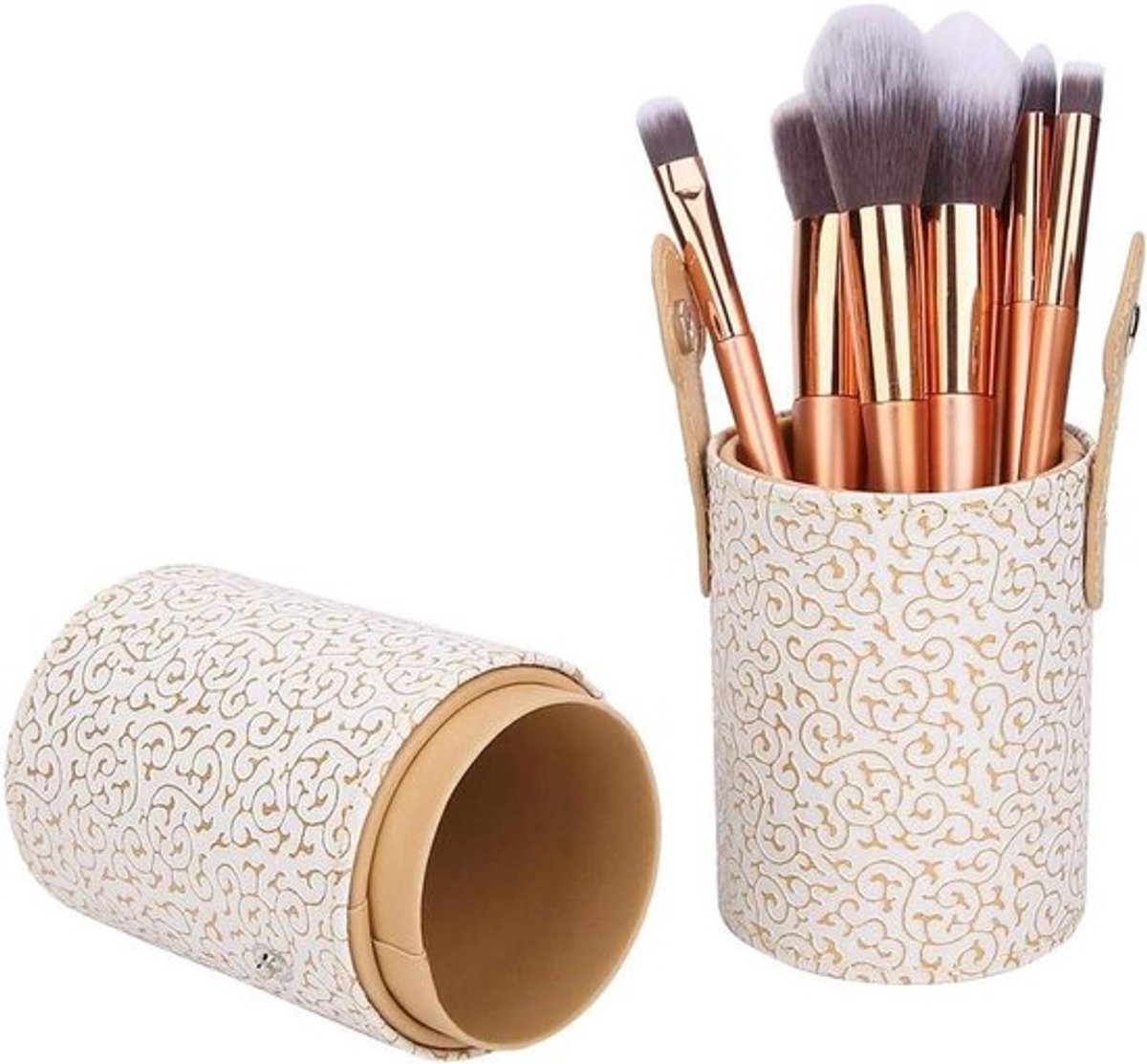 Make-upborstelhouder van PU-leer voor onderweg - Cosmetica opbergbeker - Organizer voor kwastensets