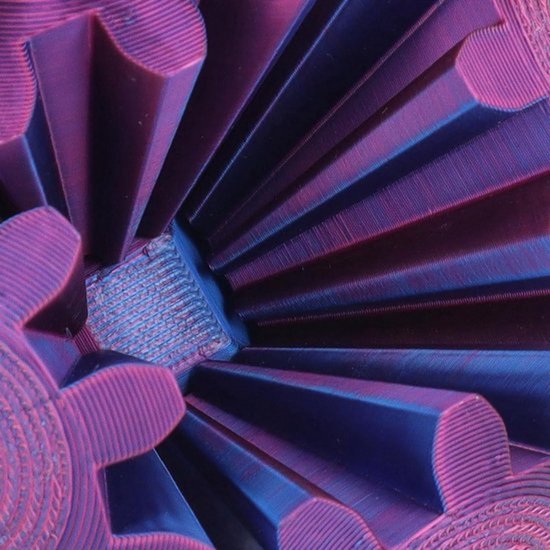 3D-bedrukte Gear Ball voor stressverlichting en ontspanning | Zacht roterend bureauspeelgoed | Regel spanning | Rood-blauw ontwerp
