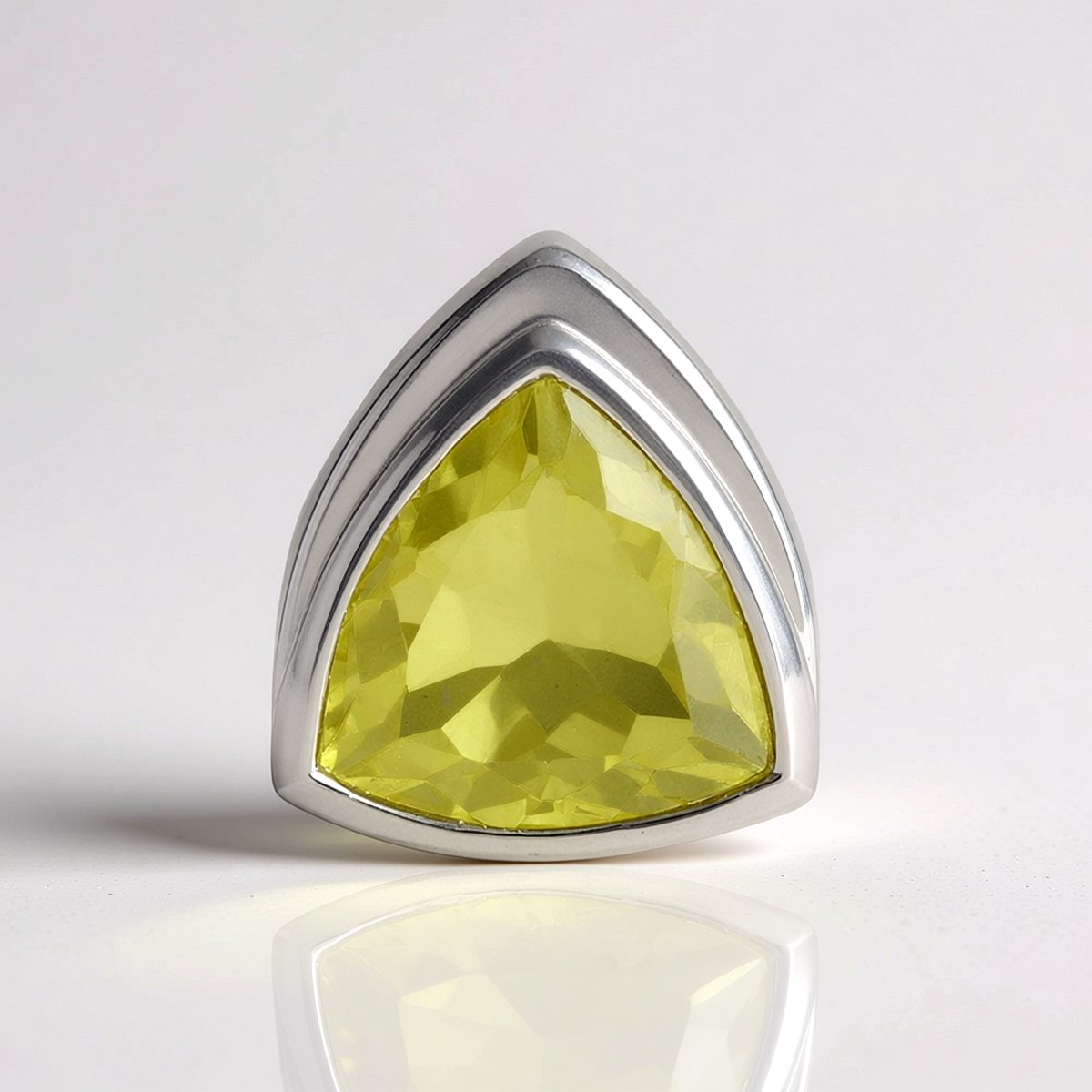 Cavill - Hanger 925 Sterling Zilver Platina - 3,438ct Ouro Verde Kwarts Triljant - Bezel Zetting - Braziliaanse Groene Edelsteen