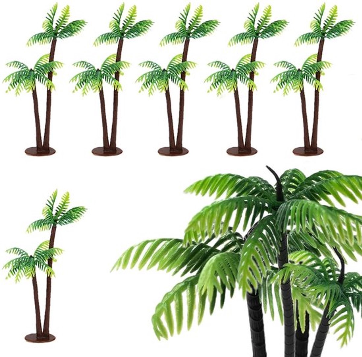 Kunstpalm 20 Stuks - Kunstpalm Binnen/Buiten - Miniatuurmodelbomen - Kunststof - Groen - 1