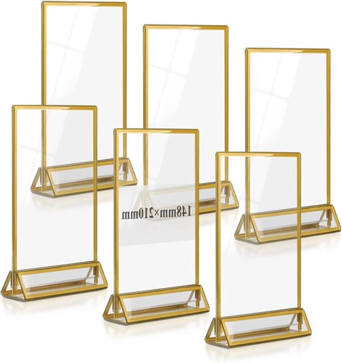 Acryl Tafelstandaard Set van 6, Dubbelzijdige Transparante Houder voor Menu's, Foto's en Bruiloften, Ideaal voor Reclame en Ontvangst