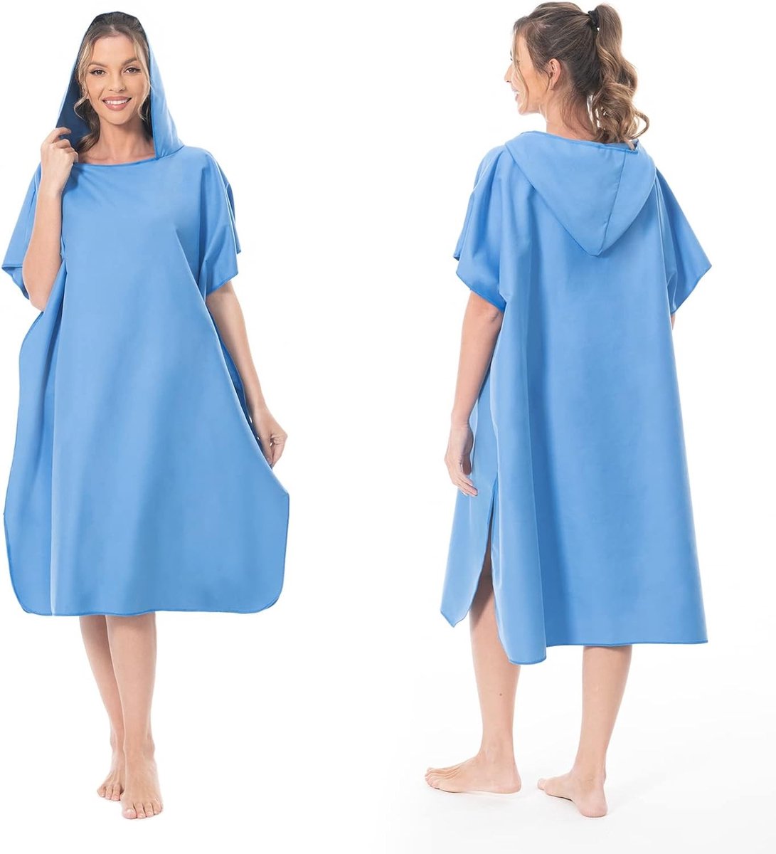 Ultralight Surf Poncho voor Dames en Heren, Sneldrogend Microvezel Strandkleding (Lichtblauw) - Ideaal voor Zwemmen en Surfen