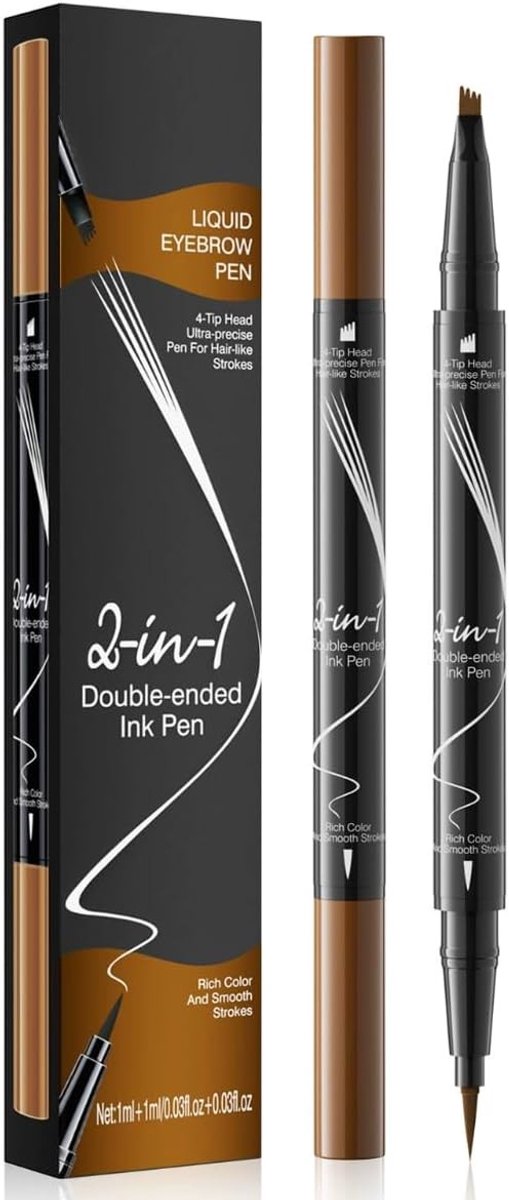 2-in-1 Oogbrauwpen en Vloeibare Oogbrauwpotlood, Waterdicht en Langdurig, Perfect voor Natuurlijke Oogbrows en Precisie Tekeningen