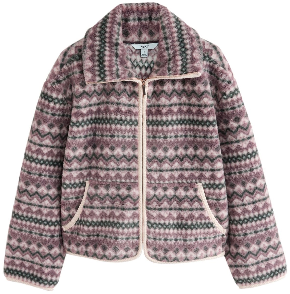 Next - Dames - Borgjack met Fairisle-motief - Crème