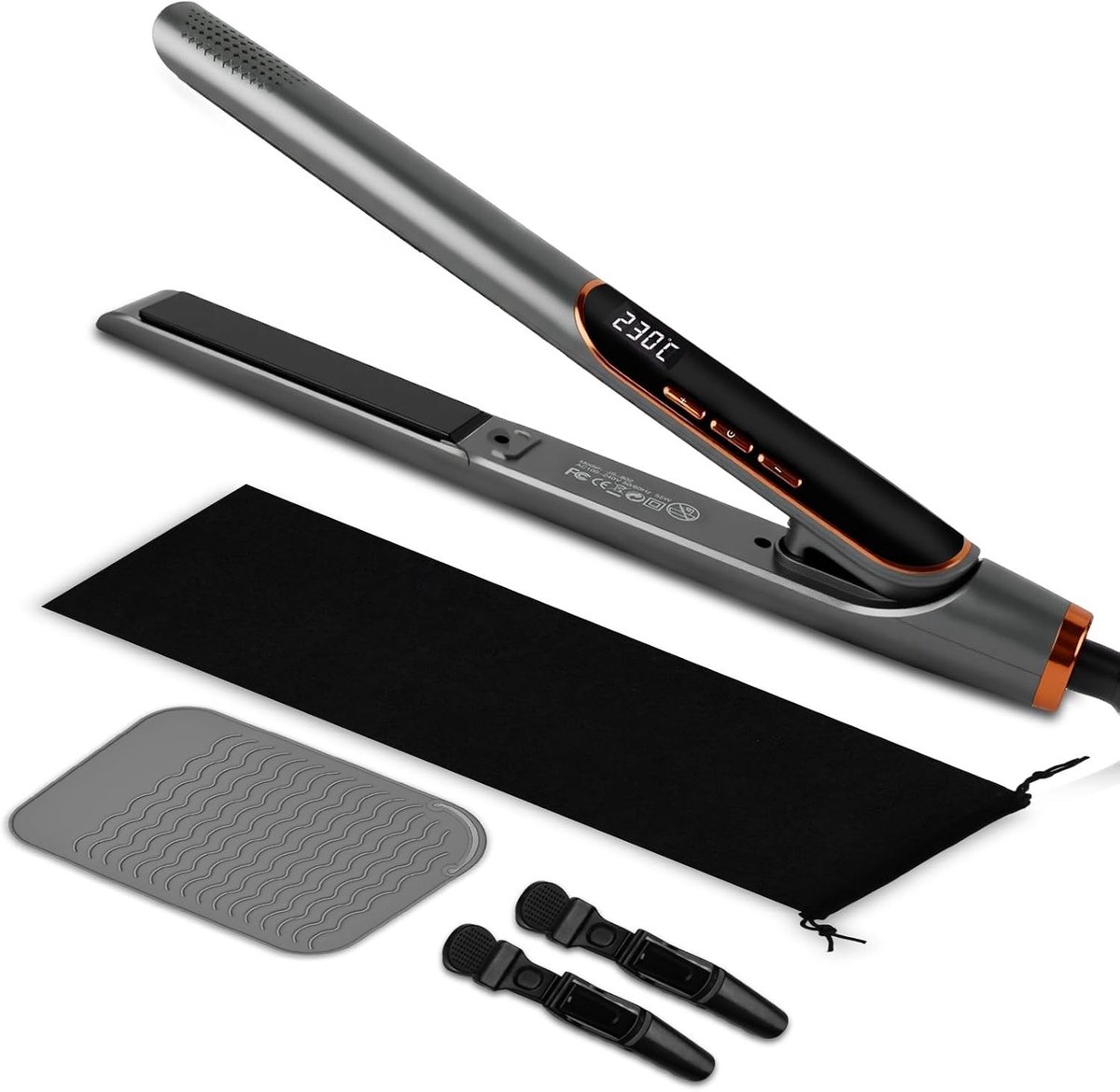 2-in-1 Haardroger en Krultang, Verstelbare Temperatuur 100 - 230 °C, Snelle Opwarming in 30 Seconden, LCD Display en Warmtebestendig Ontwerp voor Perfecte Styling