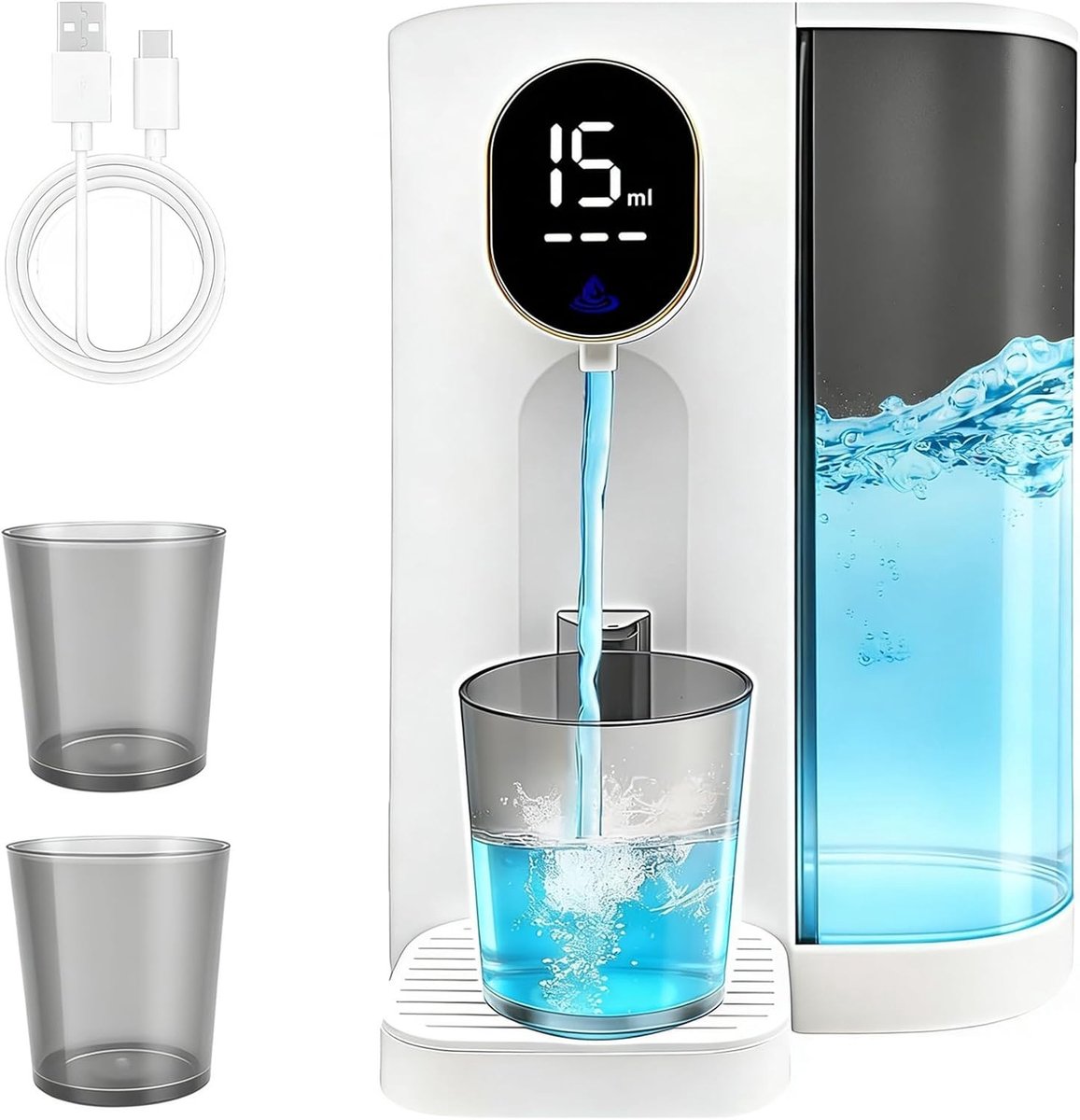 Automatische mondwaterdispenser met 600 ml capaciteit, elektrische monddouche, verstelbaar en met LED-display voor optimale mondhygiëne en tandverzorging