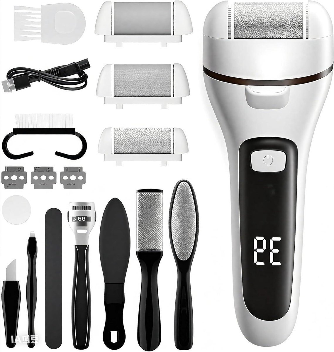 Elektrische Voetvijl - Pedicure Set - Voeten Verzorgen - 17 Delige Set - Oplaadbaar - Wit