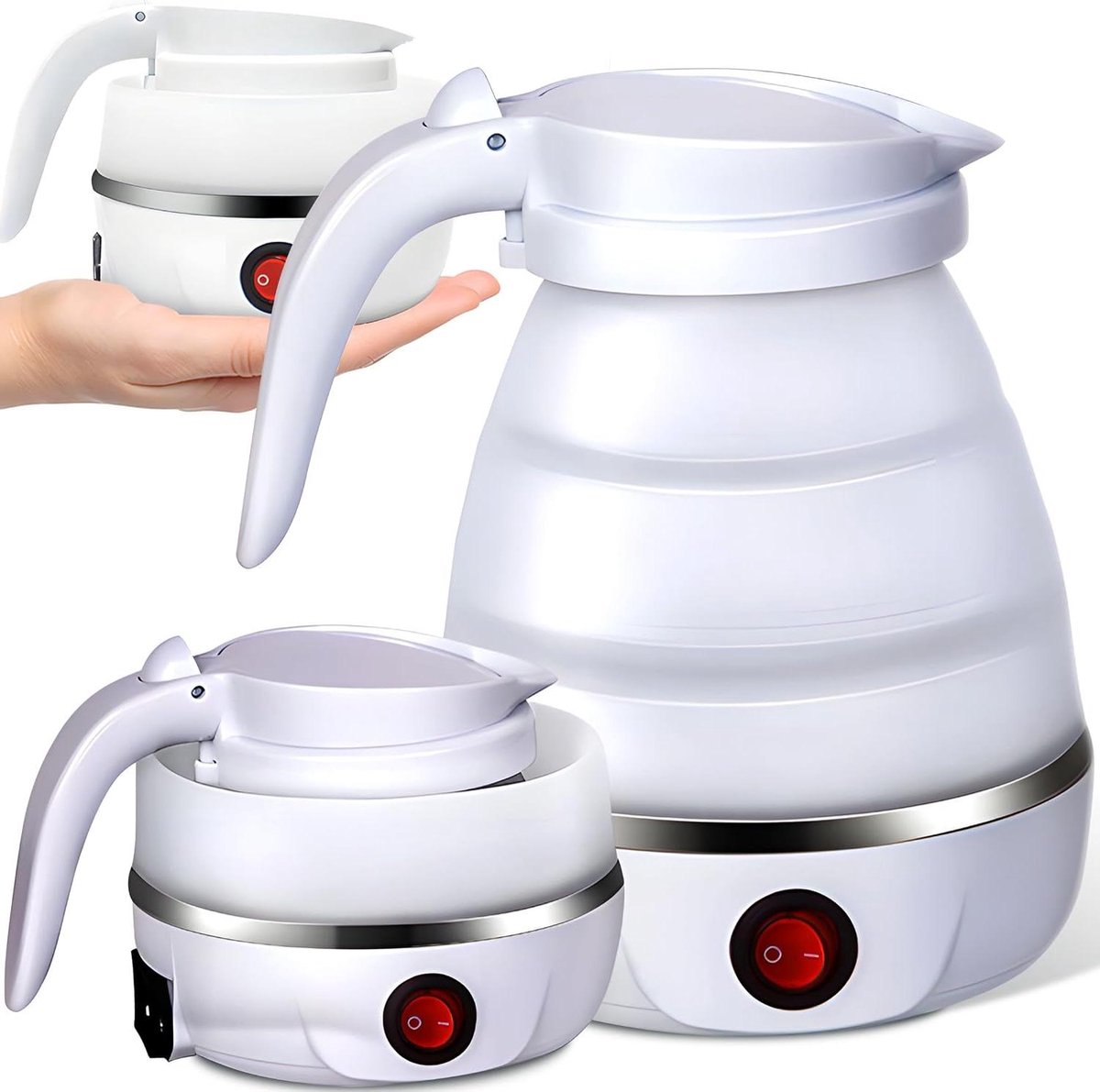 Opvouwbare Waterkoker - Reis Waterkoker - Kamperen en Reizen - Automatische Uitschakeling - 06 Liter - Wit