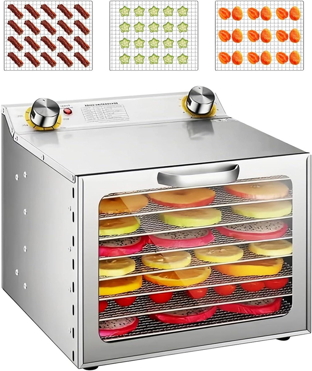 Voedseldroger - Drogermachine - Voedsel Conserveren - Intelligente Temperatuurregeling - 8 Bakjes - Wit