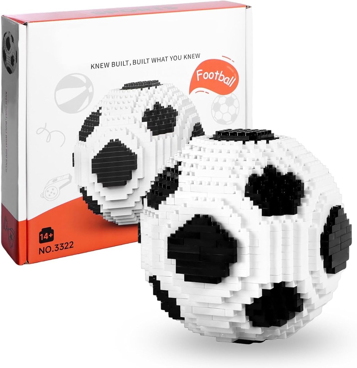 Hoogwaardige 800-delige ABS Bouwstenen - Educatief STEM Speelgoed voor 3D Voetbalvorm, Inclusief 5% Reserveonderdelen en Cadeaubox voor Kinderen en Volwassenen