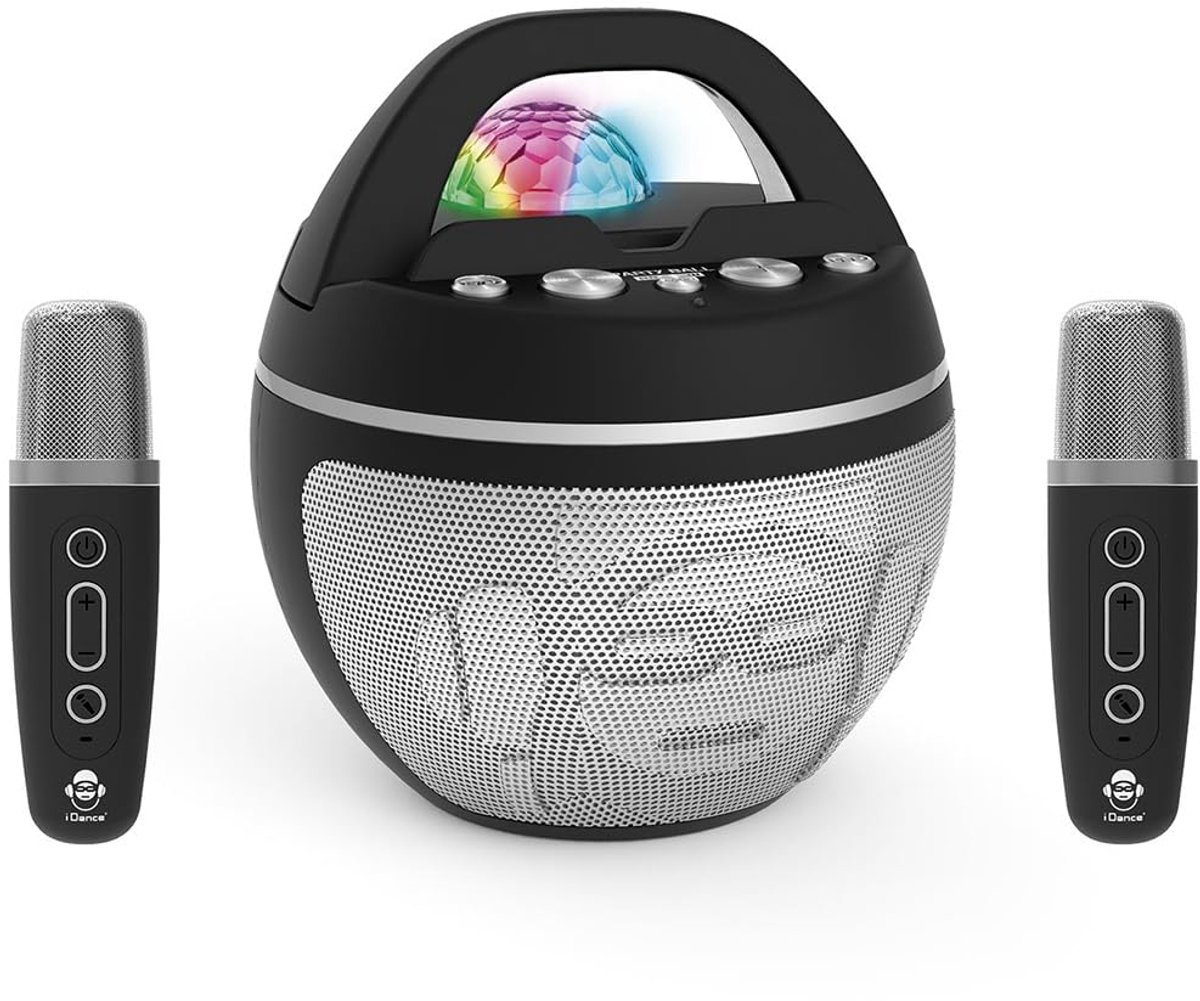 SnelShoppen - Draagbare Bluetooth Karaoke Luidspreker met 2 Draadloze Microfoons, Discolampen, 40 W, Oplaadbare Batterij, Houder voor Mobiele Telefoon