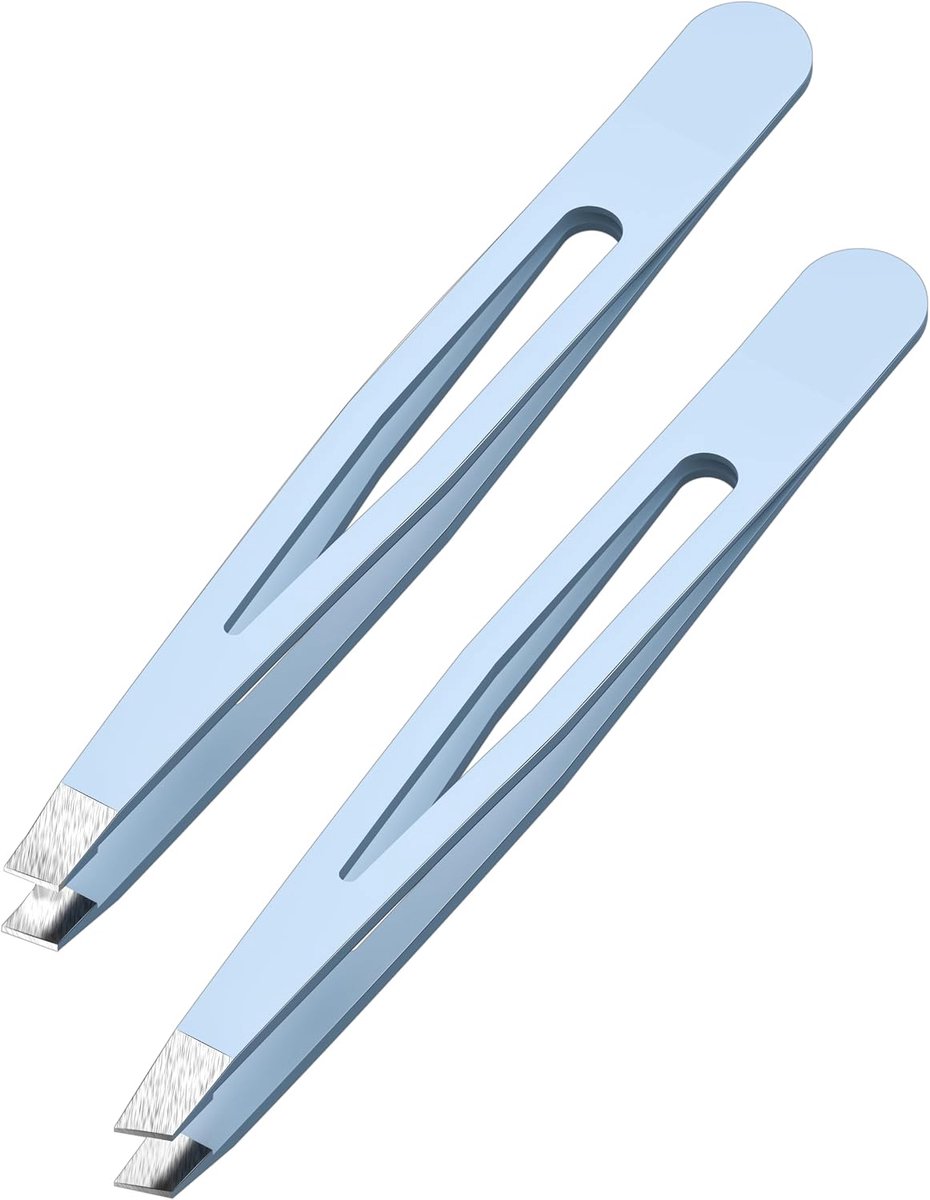 Pincetten set van 2 stuks - roestvrij staal - perfecte precisie - voor het verwijderen van wenkbrauwen en gezichtshaar - ShopVlot