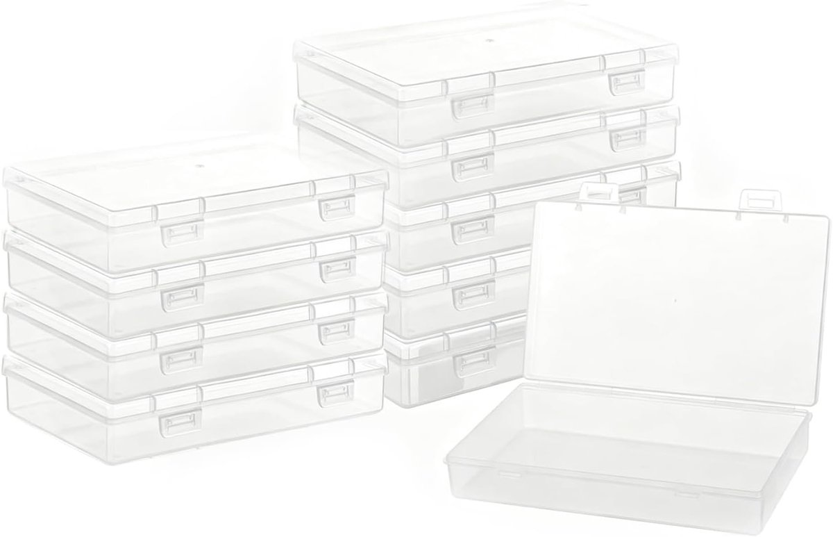 SnelShoppen - 10 Stuks Kleine Plastic Opbergdozen met Deksel, Doorzichtige Sorteringsboxen voor Creatieve Hobby's, Perfect voor Kralen en Kleine Knuts